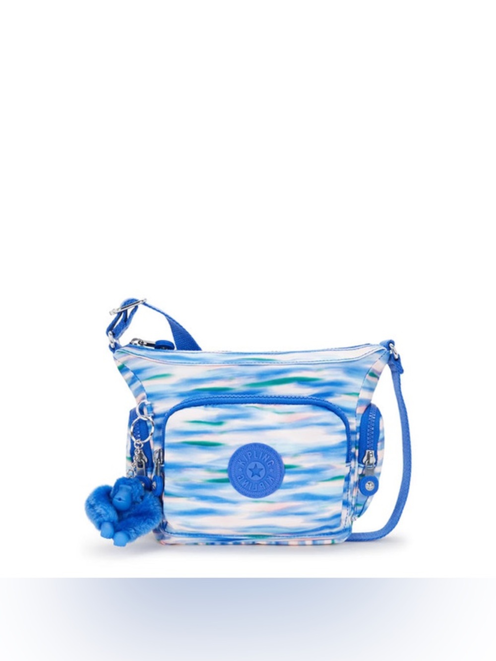 Kipling Blue Multi-Color Striped Crossbody Bag